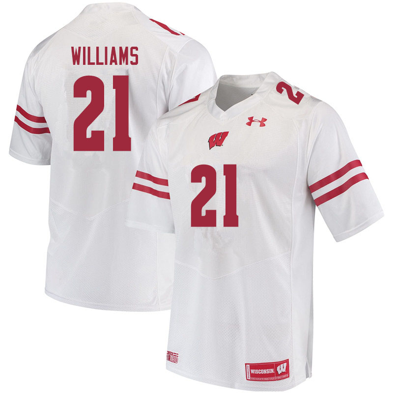 Wisconsin Badgers Men's #21 Caesar Williams NCAA Under Armour Authentic White College Stitched Football Jersey JG40C73NO